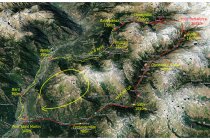 02s  Ecco l'anello completo formato da due tappe, in giallo quella del sabato,  45,4 km con 1590 metri di dislivello positivo, in rosso la tappa domenicale di 73,2 km con 1780 metri di dislivello positivo.  Totale crca 118 chilometri con 3370 metri di dislivello positivo. Il giro parte di Pont Saint Martin, percorre il fondovalle della Valle d'Aosta fino a Verres e poi risale nella val d'Ayas. Dopo la notte in campeggio a Extrepieraz si sale al colle di Bettaforca, unico punto ciclabile tra le due valli, poi giù nella valle del Lys (o di Gressoney) fino al punto di partenza.