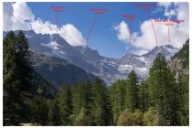 03s  la testata della valle, una volta completamente bianca di ghiaccio. La vetta del Gran Paradiso l'ho salita un paio di volte, ma rimane più a destra, tra quelle in foto ho salito la becca di Gay, ma dal versante opposto, quello piemontese, clicca  QUI    per vedere le foto di quella bellissima salita