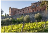 04s  dopo un tratto di provinciale asfaltata verso Siena svoltiamo verso il castello di Brolio e iniziamo a salire nella bella luce del tramonto. Nella foto il castello circondato da vigneti