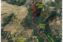 50s  la parte alta della traccia del secondo giorno, si vede la discesa da Camposilvano verso la val d'Illasi e la salita allo Scalorbi